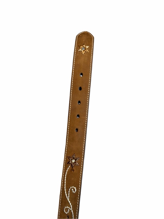 NOCONA WOMEN\'S FLORAL RHINESTONE EMBROIDERED WESTERN BELT SZ L BROWN main image 4